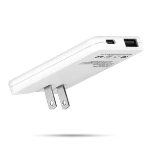 Usb C Flat Wall Charger 2 in 1 Foldable US Plug Slim 30W Fast Travel Chargers & Adapters PD QC 3.0 GaN Charger for Mobile Phone