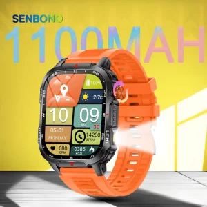 V35 Big Smart Watch Men 2.01-inch 1100mAh Long Standby Compass Health Monitoring BT Calling Sports Smart Outdoor Watch