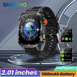 V35 Sports Smartwatch 2.01 Inches 1100 MAh Large Capacity Full Touchscreen BT Calling IP68 Waterproof Compass