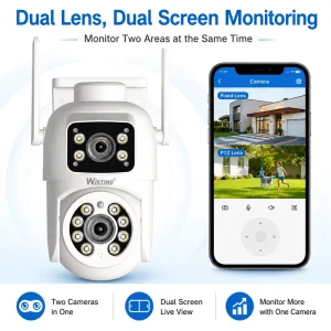 V380pro Dual Lens Dual Screen Wifi Camera AI Automatic Tracking Two Way Voice Smart Wireless Security+Cameras