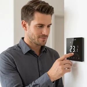 V5-PW PC Touch Buttons WiFi Enabled Weekly Programmable Smart Thermostat for Hotel Apartment Use with Water Underfloor Heating
