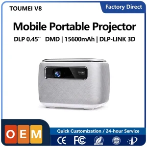 V8 HD Home Theater Smart Projector Android 9 Built-In Battery HIFI Stereo Portable DLP 4K Factory Direct Projector
