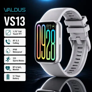 VALDUS 220mAh Battery Support Multi Sport Mode Blood Oxygen Monitoring Smart Watch Womens Health Reminder VS13 Smartwatch