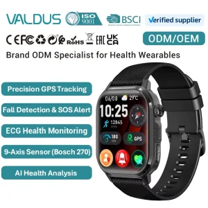 VALDUS ODM OEM Private Label AMOLED ECG Heart Rate Monitoring IP68 Fitness Tracker Smart Watch CARDIGO GPS Smart Watch