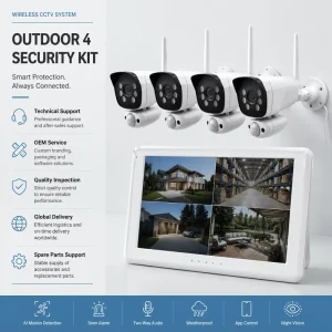 VS6104 Smart Wireless CCTV System with 2K Touchscreen Monitor AI Motion Detection Two Way Audio for Home Security