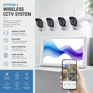 VS6104 Smart Wireless Security System 2K Touchscreen Monitor AI Detection Two Way Talk 64GB SD Card Weatherproof App Control