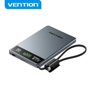 Vention ultra Slim Power Bank NTC Smart Temperature Control TFT Display Type 5000mah Wireless Magnetic Power Bank