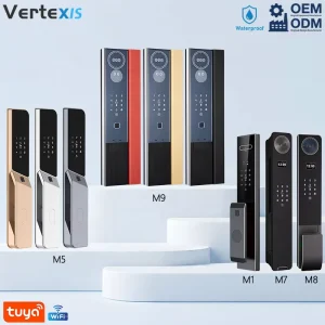 Vertexis Smart Door Lock Camera Biometric Fingerprint Face Recognition WiFi Cloud Keyless Entry High Security Wood Door Tuya App