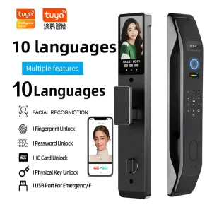 Video Intercom Fully Automatic Ai Digital Lock Camera 3D Face Recognition Biometric Fingerprint Smart Lock With Wifi
