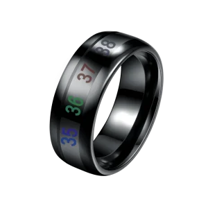 Vintage Inlay Color Changing Mood Body Temperature Black Smart Rings Tungsten Carbide Ring
