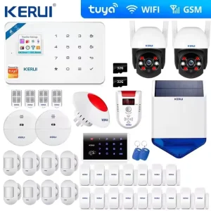W181 Alarm Kit Camera WIFI GSMHome Burglar Security System Curtain Motion Sensor Wireless Solar Siren IP Camera