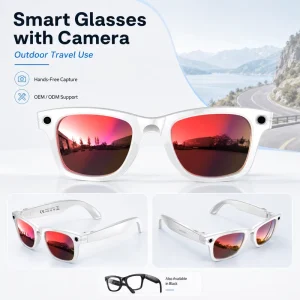 W610 AI Smart Glasses 8MP 2K Camera Touch Control Type C Charging IPX 5 Waterproof Music Player 270mAh Battery for Call WiFi