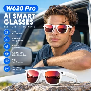 W620 Pro Dual Mic Noise Reduction Music EIS Anti Shake 290Mah Battery Custom Lens IP66 Waterproof Smart Glasses