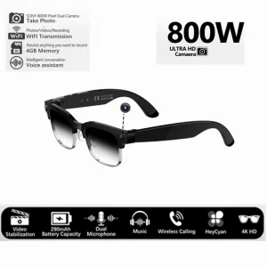 W630 Smart Glasses with Camera Video Recording AI Real TimeTranslation WiFi Transmission Photochromic Anti Blue Light Sunglasses