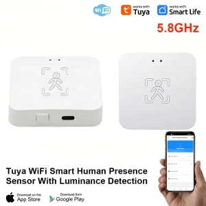 WALE Tuya 5.8GHz Millimeter Wave Radar Human Presence Sensor Luminance Detection 8.4m Range Wi Fi Smart App Support ABS CE ROHS