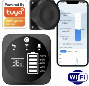 WALE Tuya Ultrasonic Wireless Water Liquid Level Sensor Tuya Mobile App Control Alarm Indicator Level Measuring Instruments