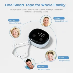 WELLAND Smart Bluetooth Body Measuring Tape for Family Health Tracking Pregnancy Progress Digital Ruler with App Red Dot