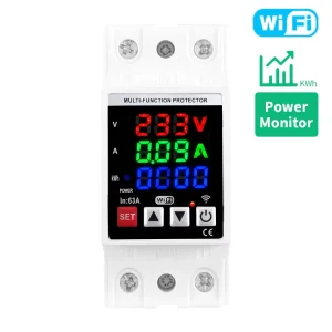 WIFI 3in1 Display Circuit Breaker Adjustable Over Voltage Current and Under Voltage Protection DIN Rail Switch 63A Work