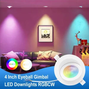 WIFI 4 Inch RGBCW Ceiling Downlight No Flicker LED Floating Gimbal Downlight Recessed
