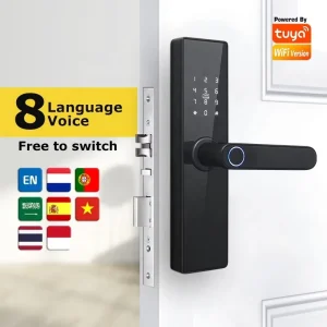 WIFI Cerradura Inteligente Wooden Electronic Smartlock Electric Fingerprint Keyless Tuya Digital Door Smart Lock