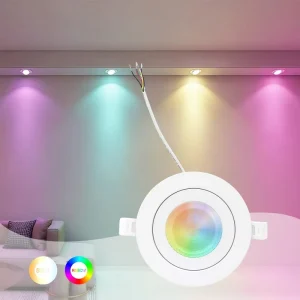 WIFI Smart Control RGBCW No Flicker Downlight 4 Inch 90-130V Anti-Glare LED Received Ceiling Floating Gimball Downlight