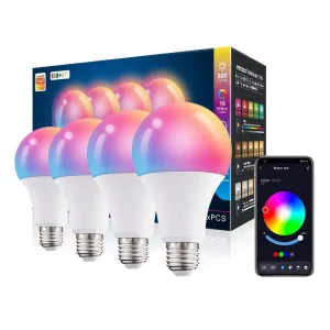 WiFi Smart Voice-Controlled RGBCW Dimmable LED Bulb, 9W/15W Smart Light