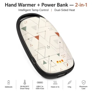 WPB002 2 in 1 Hand Warmer Power Bank 3600mAh 30 50°C Smart Temp Dual Sided Heat 5s USB C Mini Aluminum OEM Custom