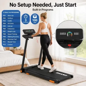 Walking APP Control Led Display Home Fitness Incline Treadmill With Heart Rate