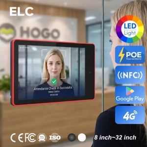 Wall Mount 10.1″ RK3568 PoE Tablet For AI Face Recognition Time Attendance Programmable RGB LED & SDK For Custom Development