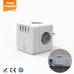 Wall Socket Smart Power Cube Extension with 4 Outlets 3 USB a Ports 1 USB C Port EU Plug CE ROHS