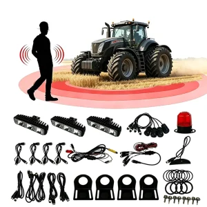 Warehouse Forklift Safety System Radar Sensors Auto Flashing Warning Lights 6 Language Voice Strobe Beacon Light