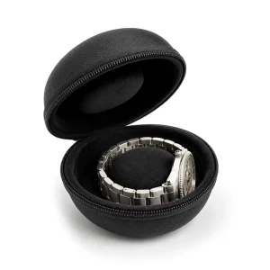Watch Travel Case 1 Slot Single Watch Storage Box Fits All Wristwatches Smart Watches up to 50mm Soft Velvet Lining and Zipper