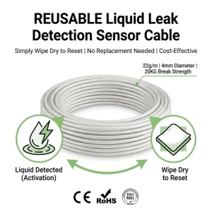 Water Detection Cable Braided ABS IP Compatible Conductive Cooling Tower Chiller Leak Detector HCL2K Custom Length
