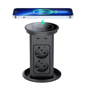WaterProof Motorized Pop up Smart Lifting Socket USB Aluminum Alloy Shell Wireless Charging Plug Socket for Smart Home