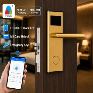Waterproof Electronic Hotel Door Lock for Wood Door Smart Hotel Management Software Stainless Steel WIFI BLE APP