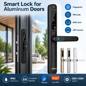 Waterproof Exterior Digital Electronic Ttlock Tuya Smart Locks Fingerprint Outdoor Patio Aluminum Sliding Glass Door Lock OEM