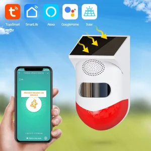 Waterproof IP65 ABS Solar Wall Mounted WiFi 433mhz PIR Alarm with Tuya APP Control PST CT80WR