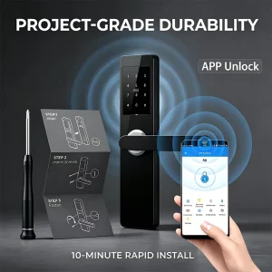 Waterproof IP68 Smart Digital Lock Aluminum Alloy Body Low Battery Warning Wide Temp Range Apartment Hotel Fingerprint Door Lock