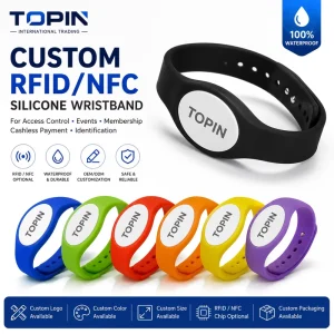Waterproof RFID Silicone Wristband Custom NFC Bracelet for Event Access Control Durable Smart Band with Logo Printing 13.56MHz