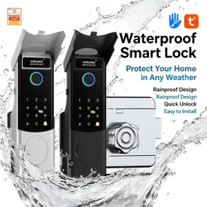 Waterproof Smart Aluminum Door Lock with Fingerprint Password Card & Memory Card Unlock Rust-proof Electronic Lock