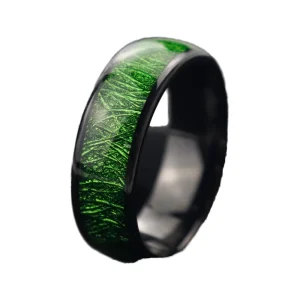 Waterproof Wenge Wood Black Ceramics Nfc Smart Ring With Sequins Glitter Inlay