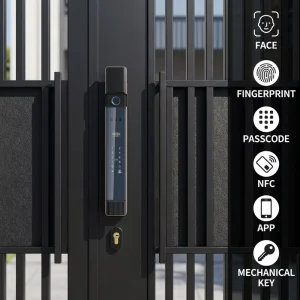 Waterproof WiFi Outdoor Smart Gate Lock 2-Sided Face Fingerprint Unlock App Control Password Cloud Storage