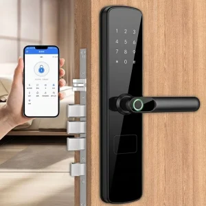 Waterproof Wifi Tuya APP Remote Control Electric Digital Fingerprint Smart Door Handle Locks for Front Door