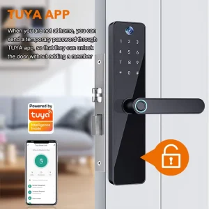 Waterproof and Fireproof Automatic Fingerprint TUYA App Wifi Biometric Digital Smart Door Lock With Camera
