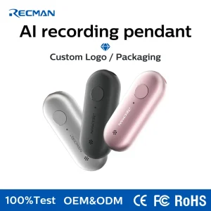 Wearable Aluminum Alloy AI Note Pin 32GB Multi Language 98% Accuracy Magnetic Back Clip Wi Fi Long Lasting For Business