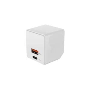 Wegear USB C PD 3.0 18W Dual Port GaN Nano Charger with Foldable Plug for Laptop & Camera (White 1 Pack)