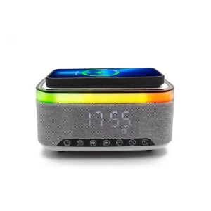 White Noise Bluetooth Speaker With Wireless Charger and Alarm Clock