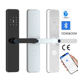 White Smart Lock for Main Door Fingerprints Locks with Key Card Key Door Lock Electronic Lock for Hotel Smart Lever Lock Digital