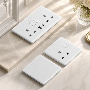 White Ultra Thin 1 2 3 4 Gang 1 2Way PC Wall Electrical Switch 18W Smart Quick Type C USB Sockets UK 13A Wall Power Outlet Plug