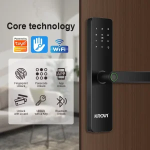 Wi-Fi Tuya App Control Fingerprint Touch Screen Keypad Code Key Smart Door Lock for Project